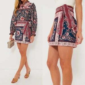 NWT Farm Rio Teal Ainika Charm Overlapped Mini Skirt